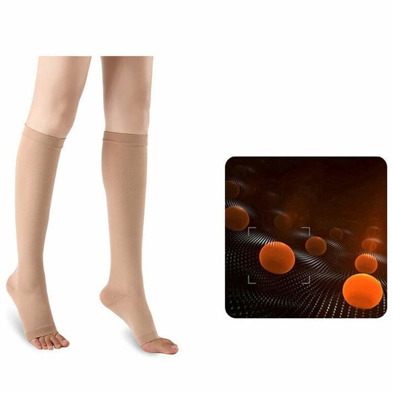 Opaque Unisex Anti-Fatigue Compression Socks Pressure Stockings Varicose Vein Open Toe