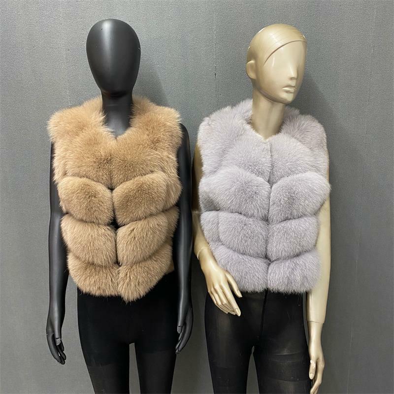 Genuine Natural Fur Vest para as Mulheres, Casaco Quente, Feito de Pele Real, Frete Grátis, Inverno e Outono