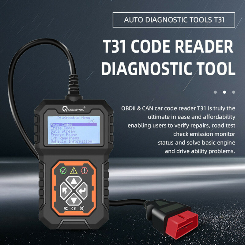 QUICKLYNKS T31 Car Full OBD2/EOBD Scanner Check Auto Engine System strumenti diagnostici Scanner per lettore di codici professionale automobilistico