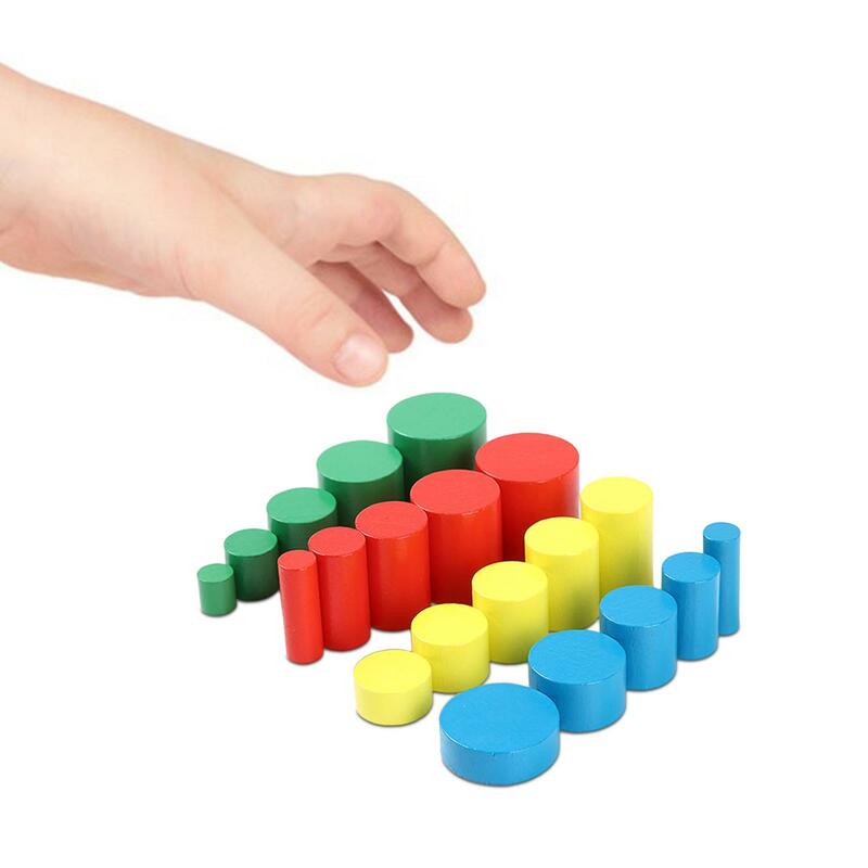 20Pcs Cylinders Educational Toys Preschool Learning Wooden Cylinders Blocks for Family Version Play 2 3 Year Old Toddlers Kids