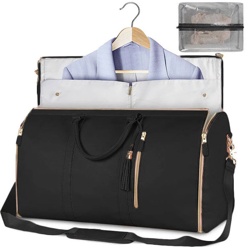 Custom Letters Fashion Women PU Leather Garment Bag Large Capacity Foldable Duffle Suit Bag Casual Versatile Travel Luggage Bags