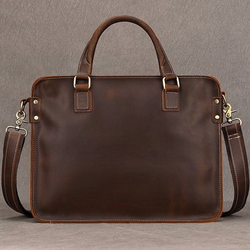 Fashion Retro Men's Leather Handbags Genuine Macbook Briefcase For 13.3“ Laptop PC Classic Business Bag Men Shoulder Bag Totes