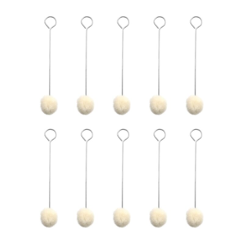 69HC 10 pezzi lana Daubers Ball strumento per tintura pelle 4.9" lunghezza spazzola per palline lana con manico in per