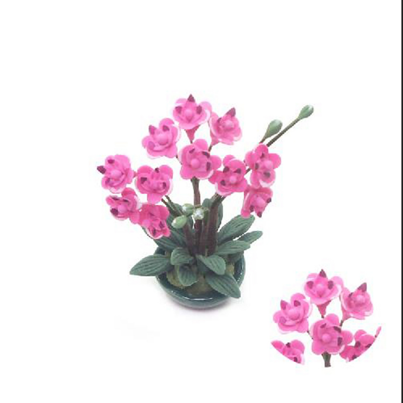 Plantas Artificiais Em Vasos Orquídea Miniatura, Verdura Minúscula, Vasos, Ornamento de Paisagem, Acessórios DIY, 1: 12