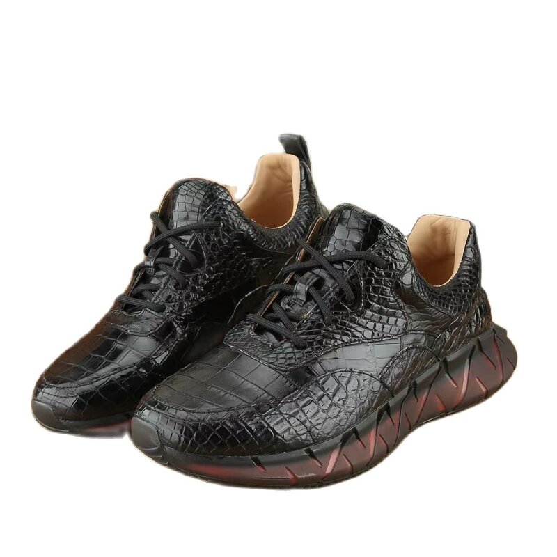 Sapatos genuínos de pele de crocodilo masculina, sapatos masculinos causais, PDD114, nova chegada, 2023