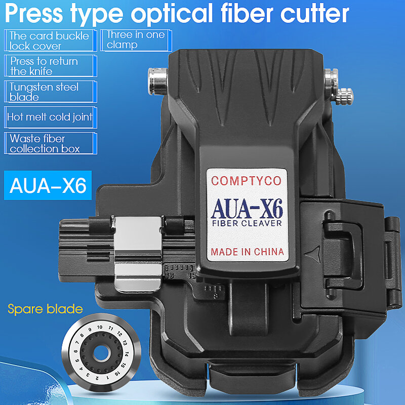 COMPTYCO AUA-X6 Fiber Cleaver FTTH Fiber Optic Cold Connection/Hot Melt Optical Fiber Cable Cutter Tools Fiber Cutting Knife