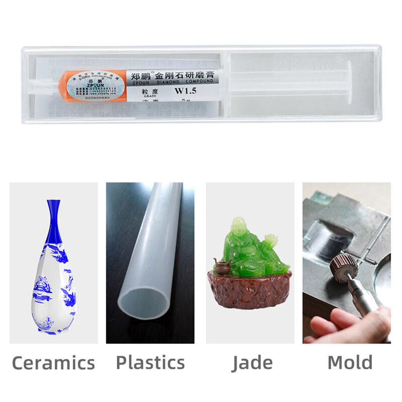 1pcs ZPOUN Diamond Lapping Pastes Compound Syringes For Jewelry Jade Metal Mold Mirror Polishing Paste Abrasive Tools W0.5-W40