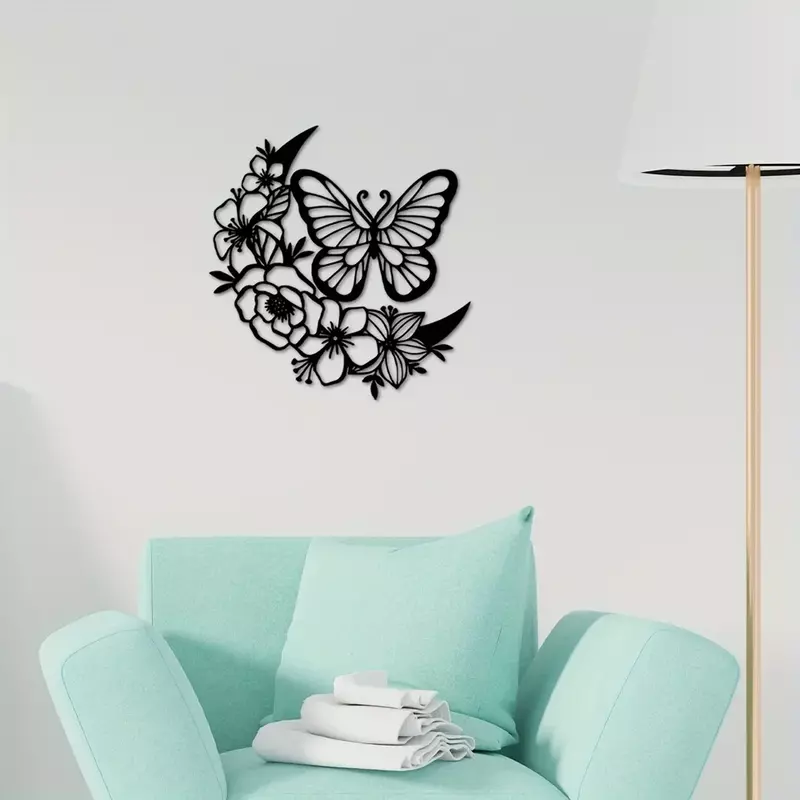 CIFVP Deco-Décoration murale moderne en forme de papillon et de fleur, décor pour la maison, fêtes d'anniversaire et vacances, art mural, D