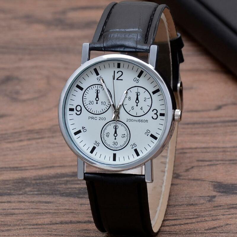 Men Business Quartz Watch Stylish Men's Quartz Watch Clear Print Dial Adjustable Faux Leather Strap High Accuracy for Business