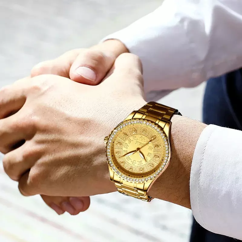 NIBOSI-reloj de cuarzo de acero inoxidable para hombre y mujer, cronógrafo Masculino de marca superior de lujo, a la moda, dorado, resistente al agua