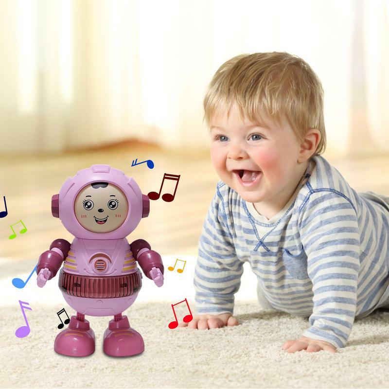 Boneca robô elétrico com mudança de rosto, brinquedo dançante musical, divertido espaço temático, brinquedo educativo, atividades pré-escolares para viagens