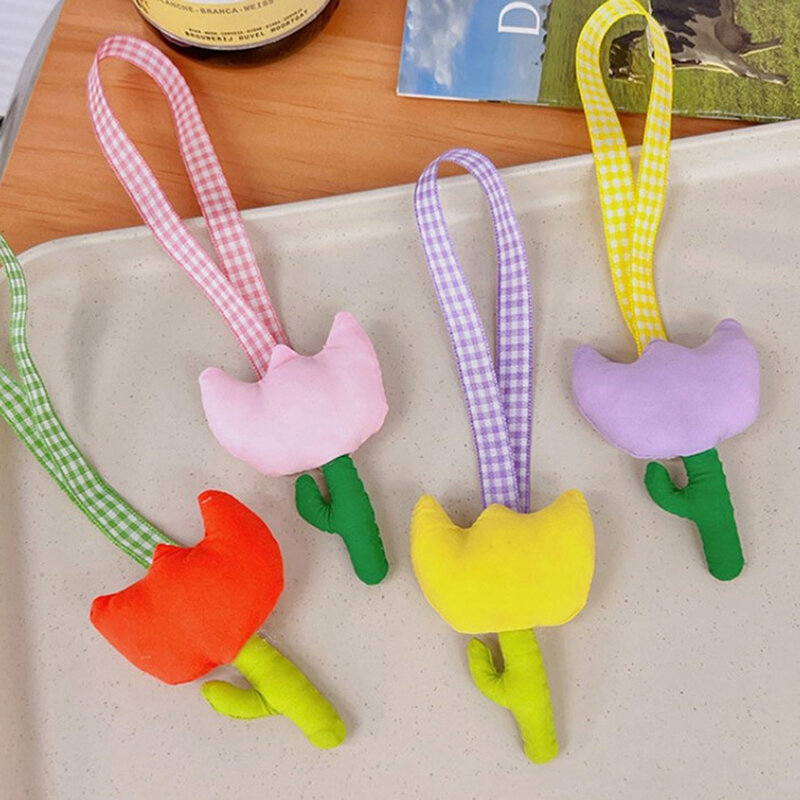 Tulip Flower Toys Pendant Dolls For Bags Phone Kawali Keychain Car Keyring Bag Hanging Jewelry Clothes Accessories