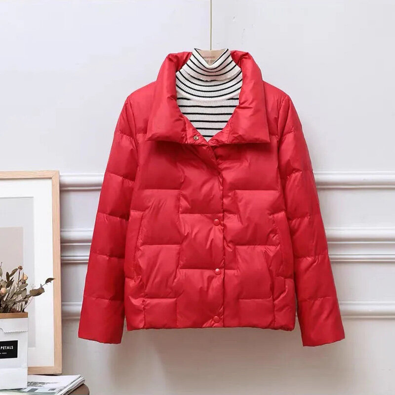 Puchowa kurtka bawełniana damskie 2024 nowe zimowe ubrania koreańskie luźne małe płaszcz z podszewką damskie duże rozmiary krótkie lekkie parki