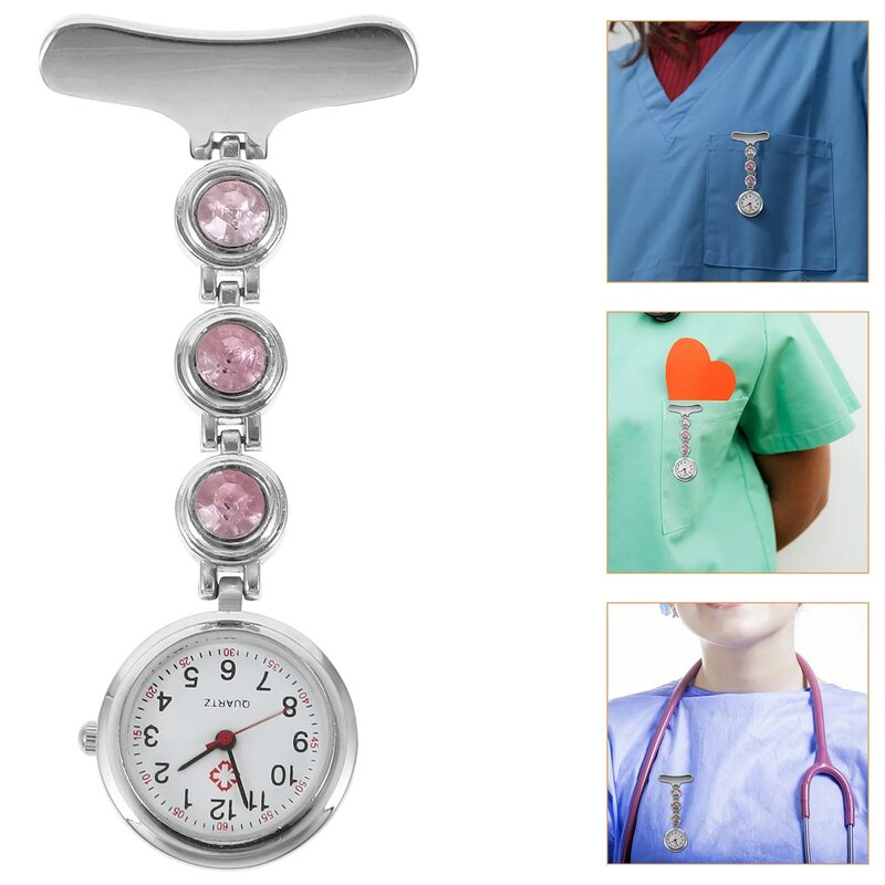 ساعات طاولة ممرضة إبداعية ، ساعة معلقة من السبائك ، دبوس حقيبة ظهر طية صدر ، مشبك