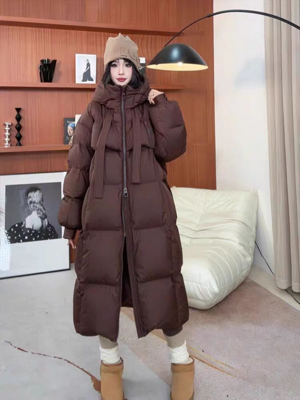 Hooded Down Jacket for Women, Long  White Duck Parkas, Light, Luxury, High-end, Fashion, Winter, 2024