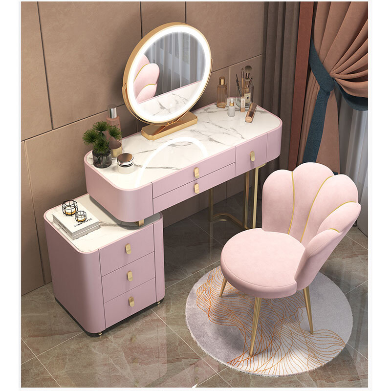 Coiffeuse en velours rose nordique, fauteuil de salon moderne avec dossier, chaises de salle à manger, meubles de chambre à coucher, tabouret de maquillage