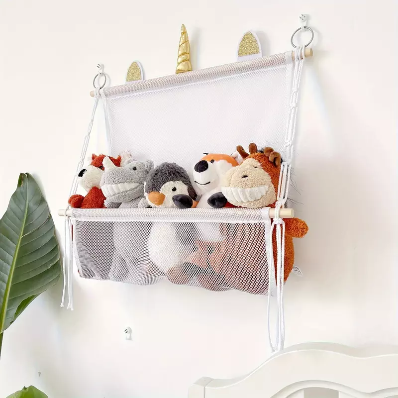 1/2/3layer Bohemian Wall Hanging Plush Toy Organizer Space Saving for Bedroom Capable of Holding Multiple Stuff Home Storage