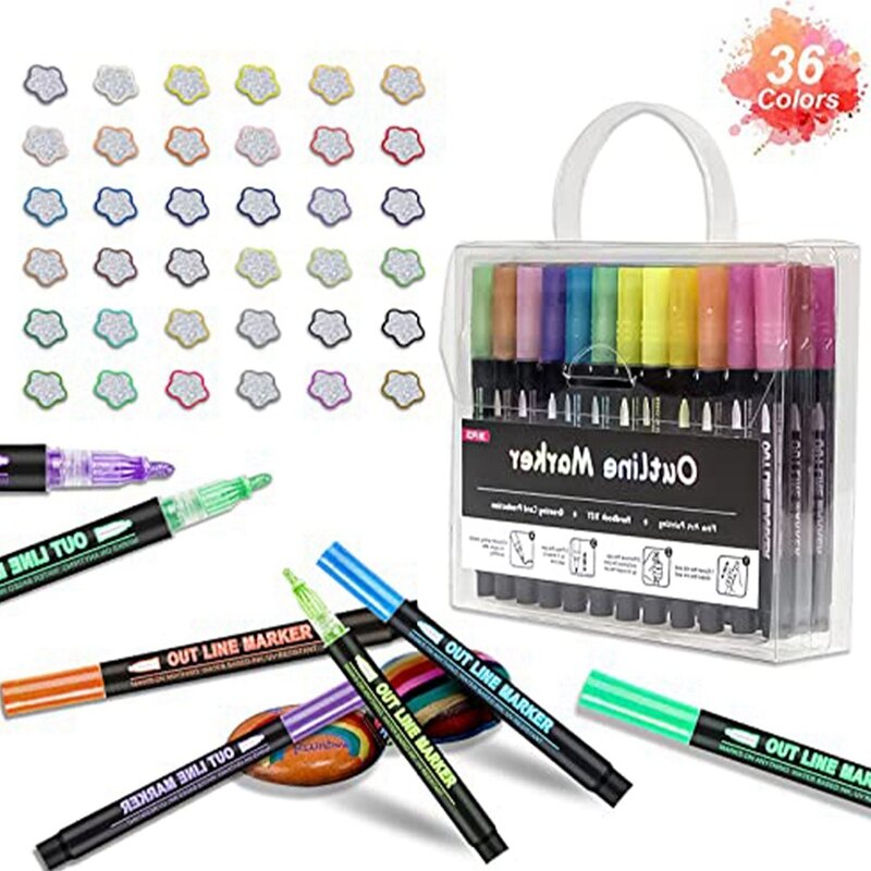 Контур Маркеры цвета "металлик", акриловый маркер для рисования, ручка для рисования с блестками, ручка для рисования по дереву, камню