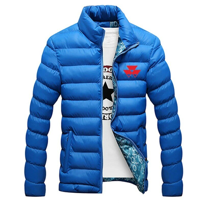 Зимняя новая однотонная мужская пуховая куртка MASSEY FERGUSON с принтом логотипа на заказ, на молнии, хлопковые теплые утепленные мужские пуховики, топы