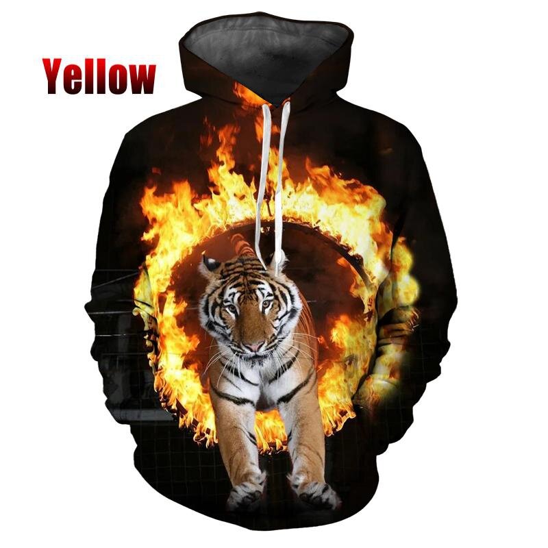 Tigre impressão 3D animais hoodies, Pulôver de manga comprida, Moletons engraçados do casal Hip Hop, Nova moda