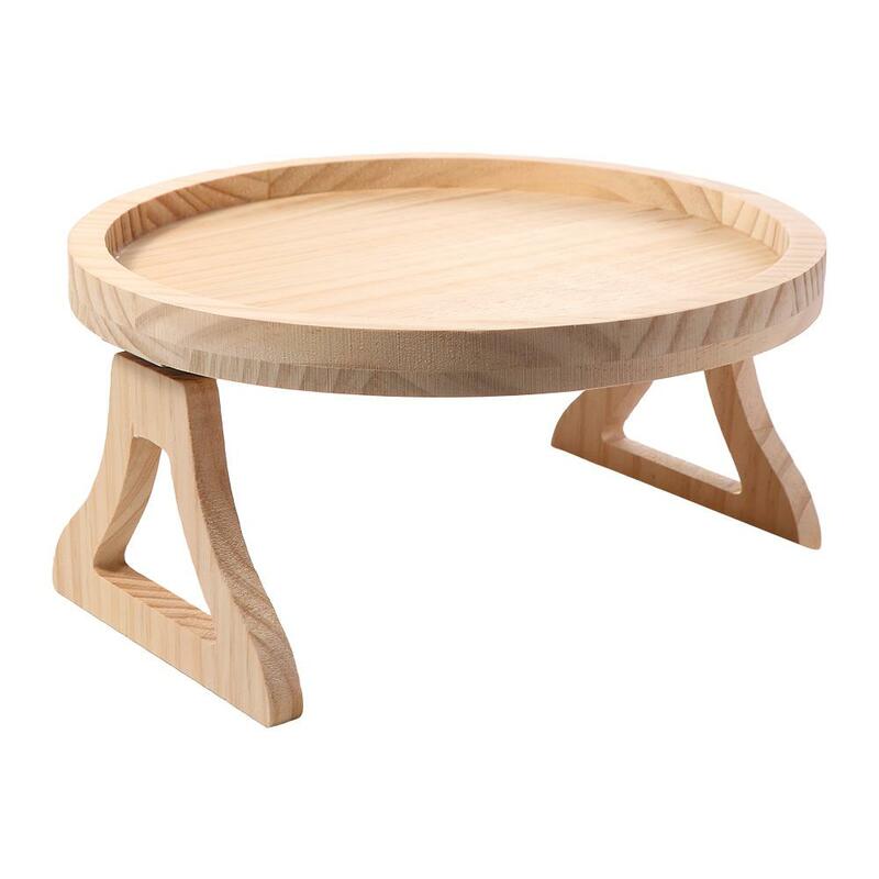 1 pcs Wooden Household Folding Legs Sofa Armrest Tray Side Tables Clip-On Sofa Tray Mini Tables