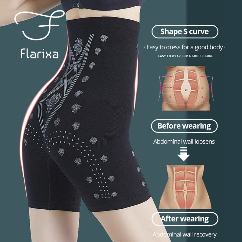 Flarixa กางเกงรัดเอวสูงสำหรับผู้หญิง, ชุดชั้นในกระชับสัดส่วนหลังคลอดกางเกงขาสั้นควบคุมหน้าท้องแบบลบกางเกงชั้นในกระชับสัดส่วนร่างกาย