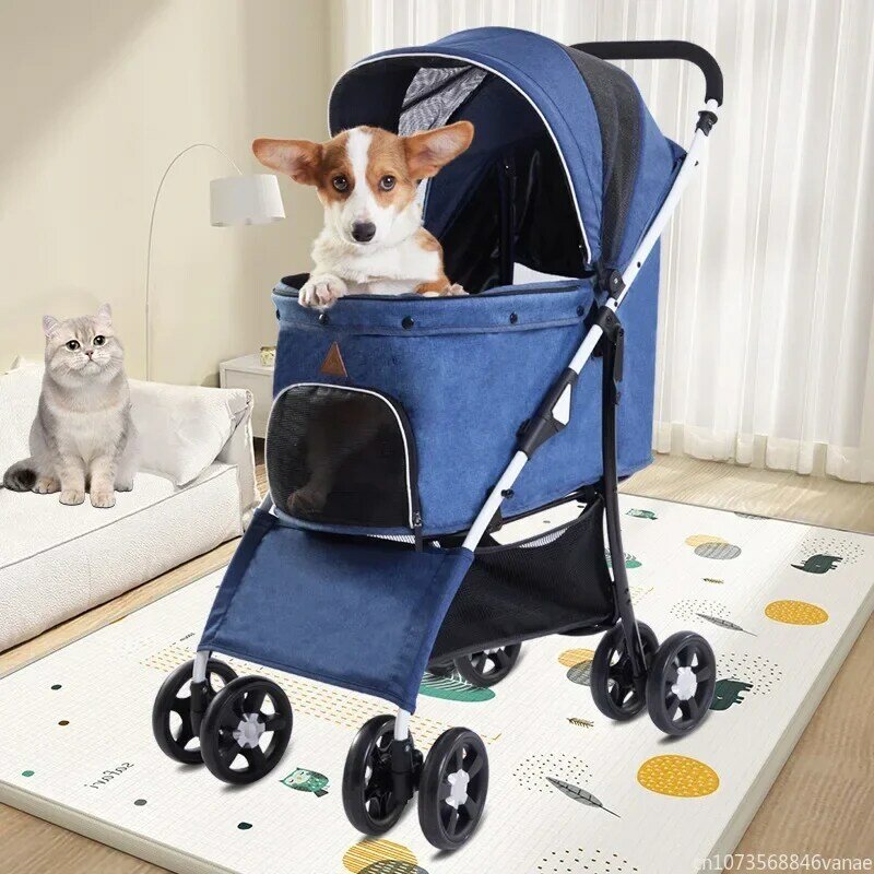 Leve dobrável Pet Stroller, carrinho de transporte Cat, carrinho de cachorro, cão pequeno e médio porte
