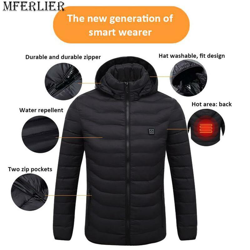 男性用USB加熱防水ジャケット,暖かいパーカー,冬のコート,プラスサイズ5xl,11のゾーン