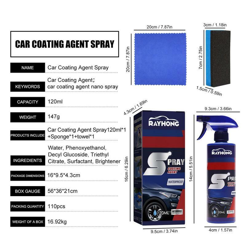Espray de revestimiento cerámico para coches, 3 en 1, Spray de cerámica para lavado de coches, alta protección, 120ml, cera, pulido, pintura, agente de reparación