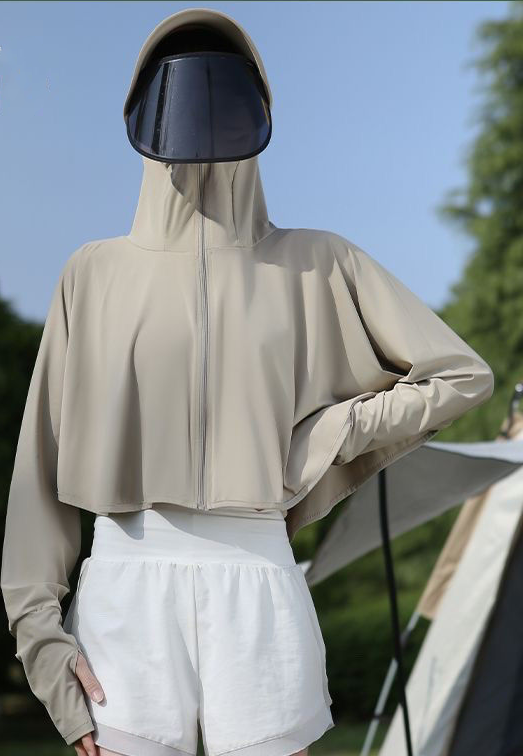 Women Sunscreen Hat Ice Silk Clothing Summer Big Coat Protection Hat Shirt Clothing Edge Short UV With Sun Size Bike Outdoor