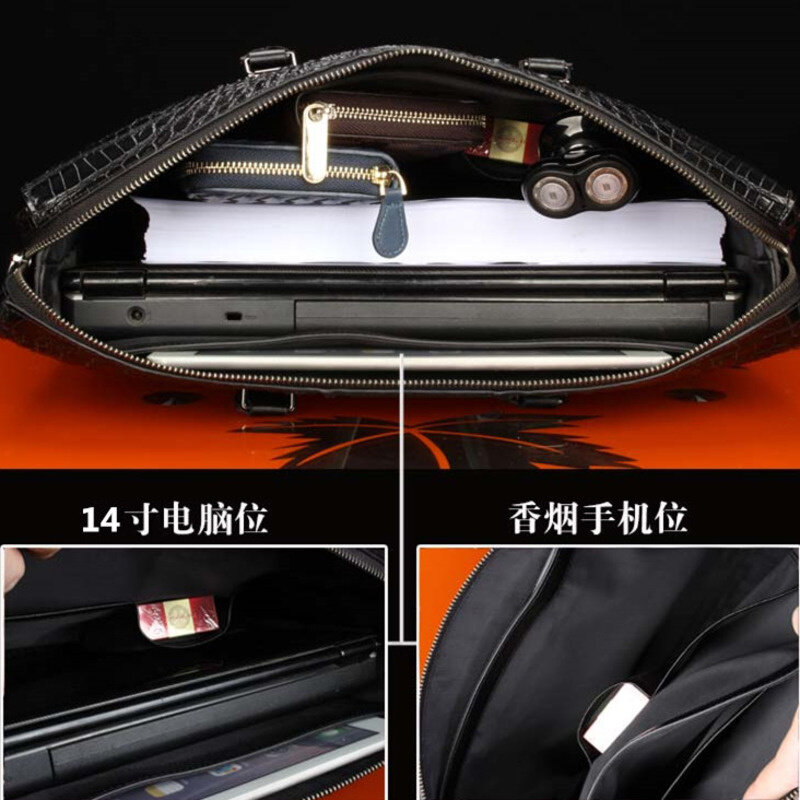 Business Male Office Genuine Leather Briefcase Cross-body Fashion One Shoulder Laptop Handbag High Quality Cowhide Messenger Bag