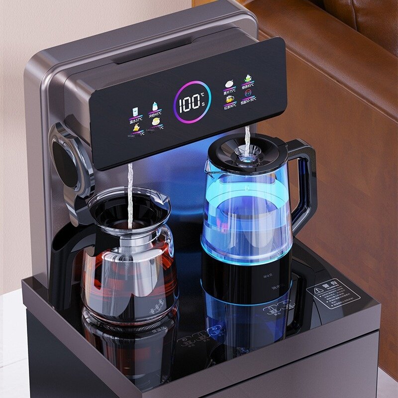 Temperature-controlled office vertical tea bar machine with bucket under it -controlled intelligent automatic water dispenser