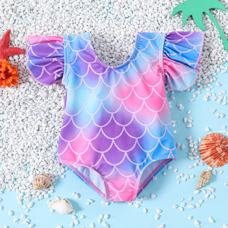 Летний детский купальник для малышей, цельный купальный костюм с цифровой печатью, детский купальный костюм, комбинезон, летняя пляжная одежда, купальник
