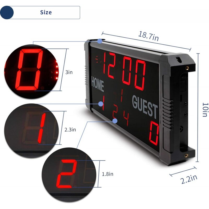 LED przenośna tablica wyników profesjonalna tablica wyników 14/24 sekund Shot elektroniczna cyfrowa do koszykówki, baseballu/piłki nożnej