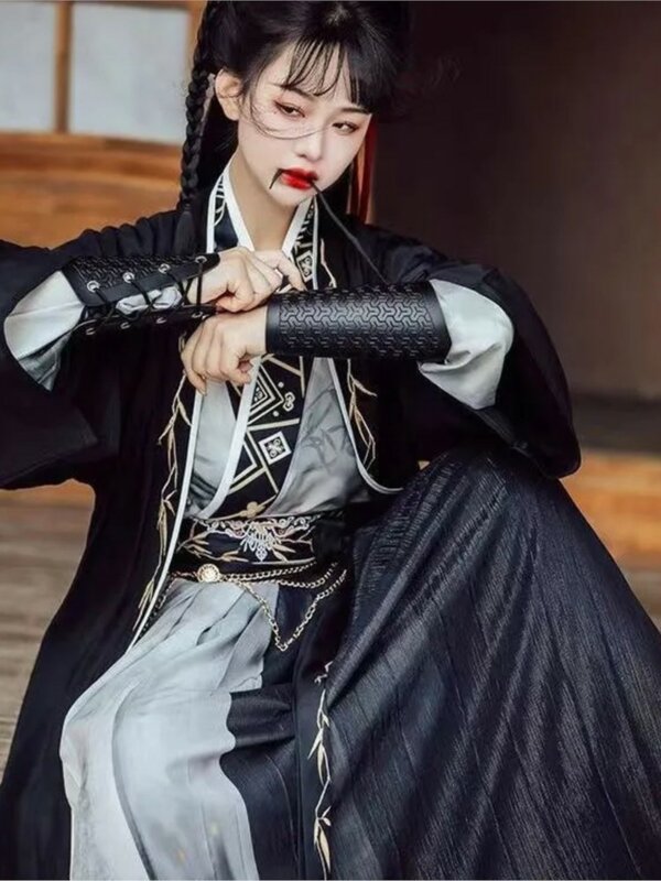 Chinesische traditionelle Hanfu Cosplay Kostüm Kleider Frauen Lied Dynastie schwarz cool Gothic Kleid Unisex