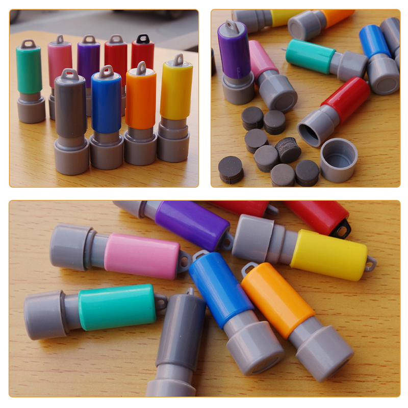 10 buah kotak segel stempel tinta kosong stempel kecil segel bulat Mini alat pembuatan DIY dengan bantalan Aksesori kotak tersegel