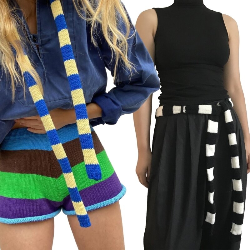 652F 소녀용 줄무늬 스카프 학생용 도파민 스타일링을 위한 겨울 장식 스카프