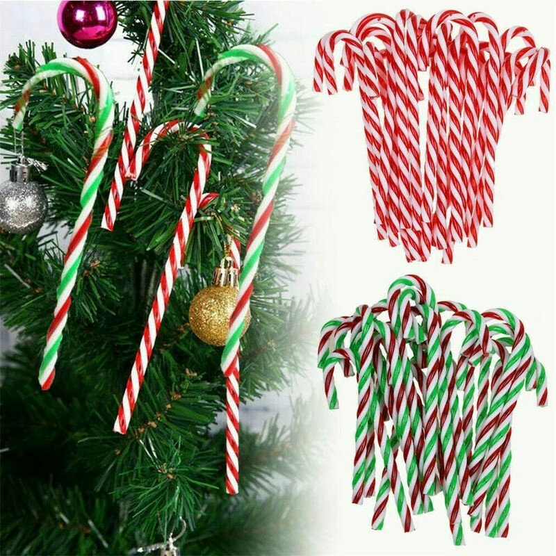 크리스마스 트리 걸이식 꼬인 목발 펜던트, 아크릴 캔디 지팡이, 새해 크리스마스 파티 장식품 선물, 15cm, 1 개, 10 개