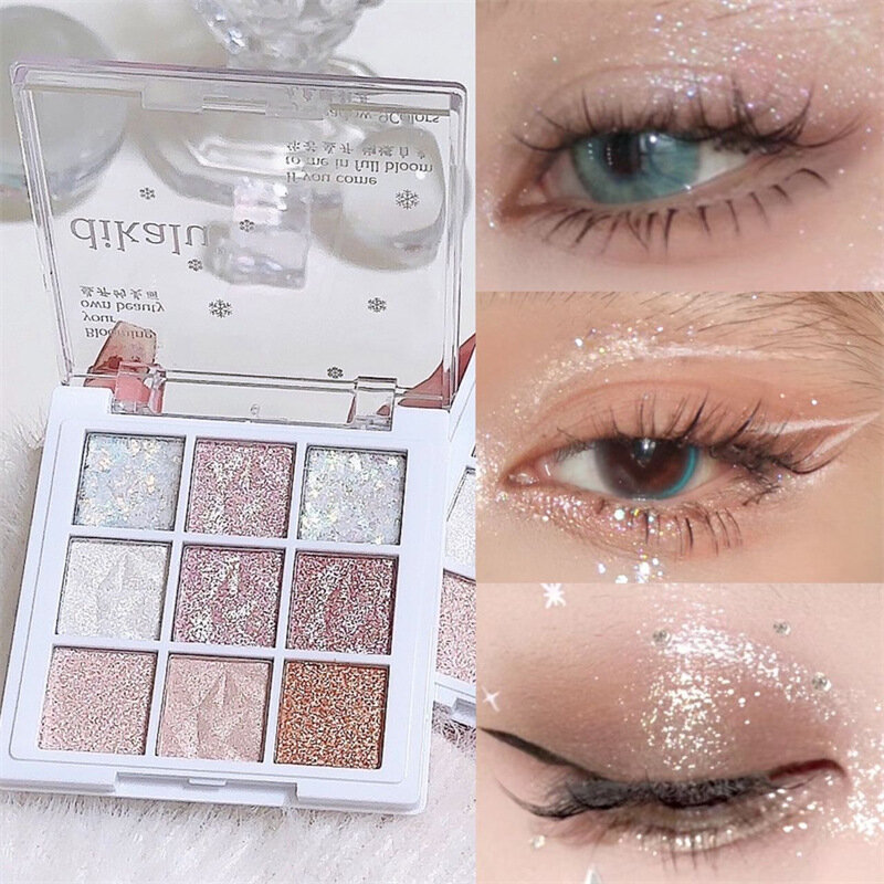9-Grid Eyeshadow Palette Glitter Pearlescent Matte Acrylic Transparent Eye Shadow Makeup Long Lasting Women Beauty Cosmetics