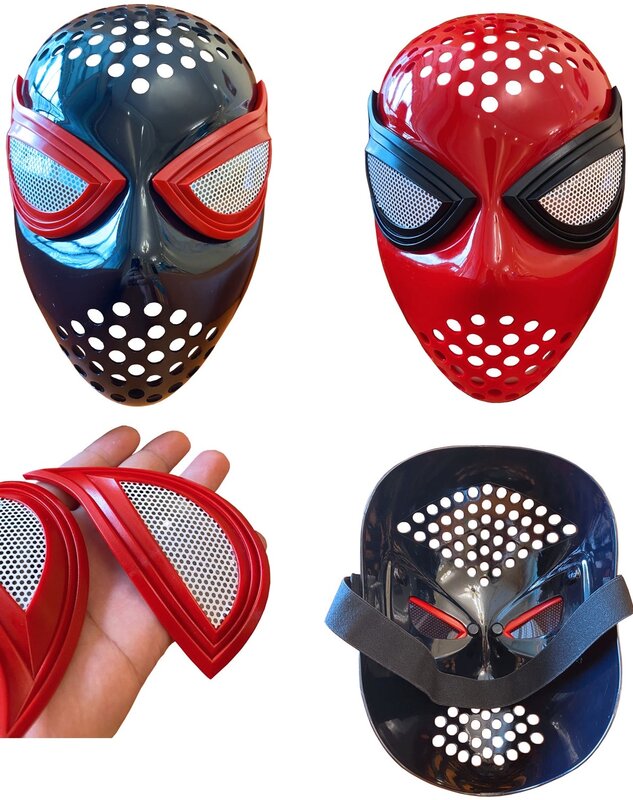 男性と女性のためのスパイダーマンマスク,日本のコスプレ用,ヘルメットコスチュームアクセサリー,弾性ストラップ,赤と黒