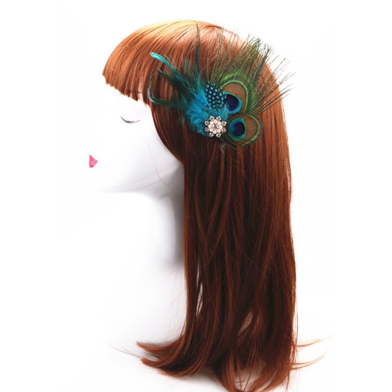 Pauwenveer haarclip voor vrouwelijke tovenaar haarspeld hoofddeksels voor cocktailparty Franse stijl haarclip