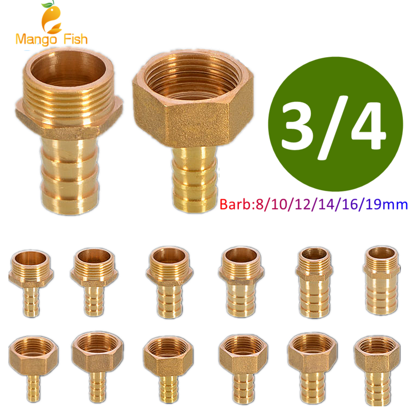 Pagoda connector 6 8 10 12 14 16 19mm hose barb connector hose tail thread 3/4 BSP thread PC Male brass water pipe fittings