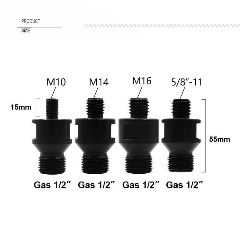 SHDIATOOL 1pc różne przejściówka gwintowana konwerter połączenia dla M10 M14 5/8-11 lub M16 gwint do gazu 1/2 cal Fit CNC maszyna