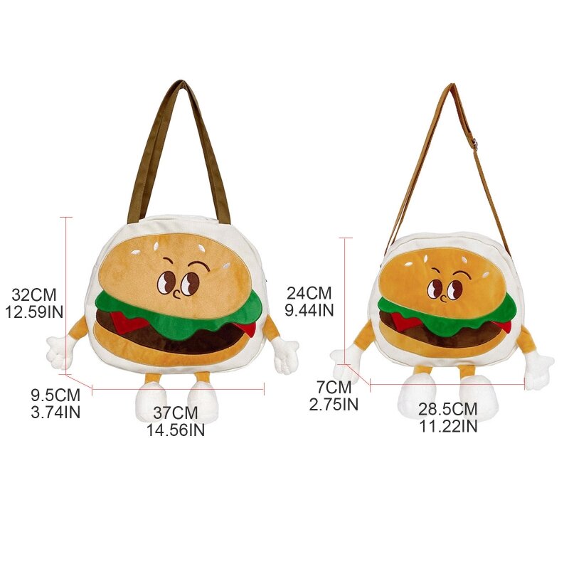 Школьная сумка для молодых студентов на молнии, маленькая милая гамбургерская индивидуальная парусиновая сумка через плечо,