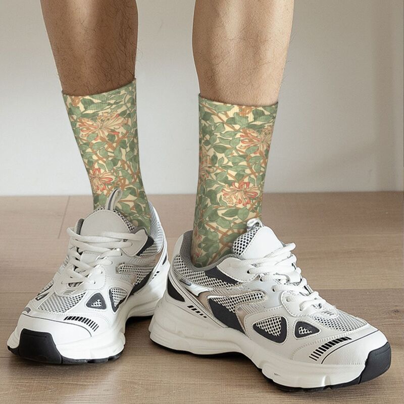 Носки с жимолостью Вильям Морриса, Супермягкие чулки Харадзюку, всесезонные длинные носки, аксессуары для мужчин и женщин, подарки