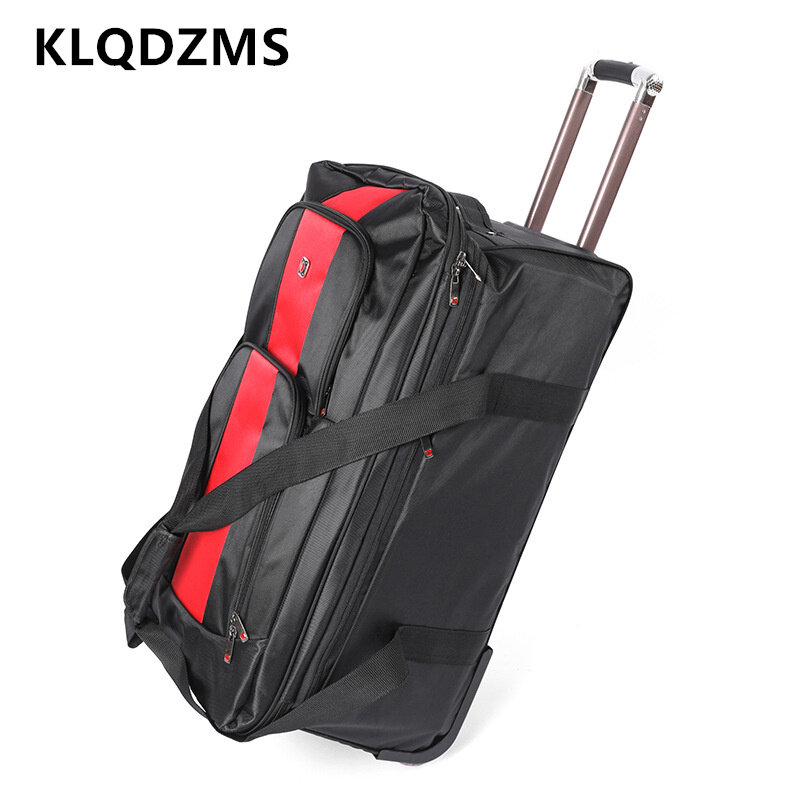 Klqdzms 28 "30" インチ高品質のユニバーサルトロリースーツケースホイール付き大容量折りたたみ式ハンドラゲッジ旅行バッグ