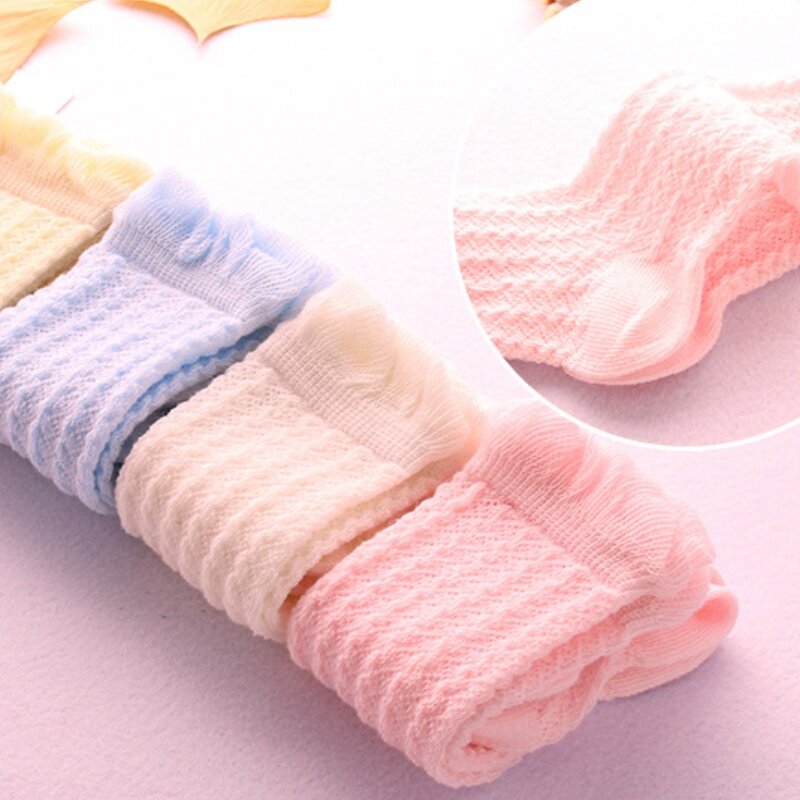 Calcetines suaves para bebé, medias antimosquitos de longitud media, malla de algodón, Verano