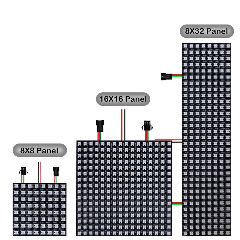 Panneau de pixels LED WS2812B 8X8 16X16 8X32, 1 à 2 pièces, Module de matrice Flexible, rvb, adressable individuellement, DC5V