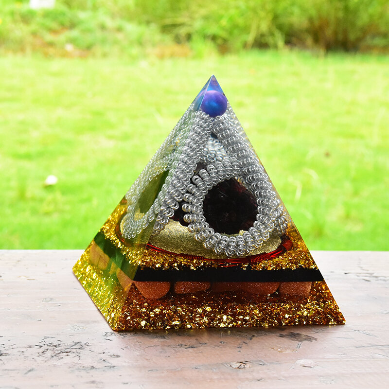 ナチュラルクォーツオルゴンチャクラピラミッド,ヨガの癒しのための手作りのジュエリー,エポキシ樹脂,瞑想ツール