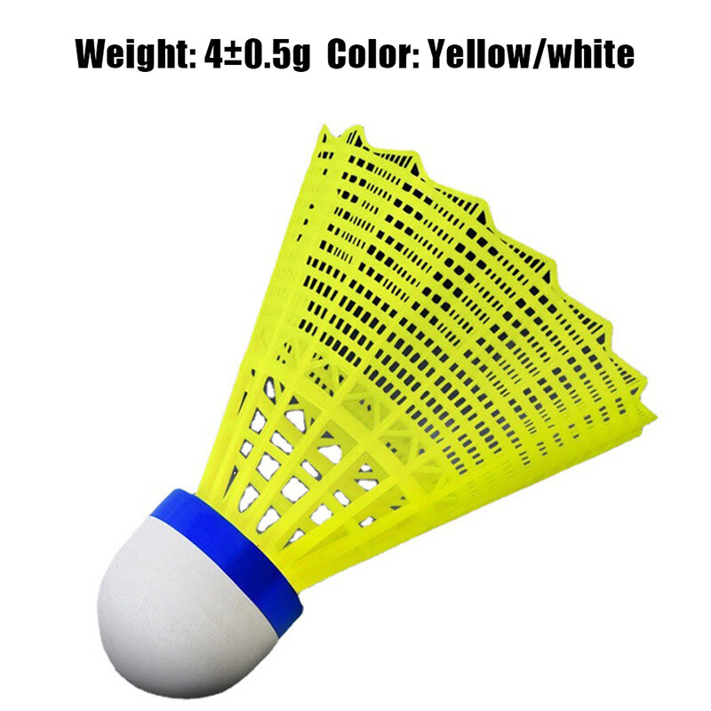 学生トレーニング用のプロのプラスチック製バドミントンボール、耐久性のあるナイロンボール、黄色と白、ドロップシッピング、1個